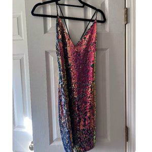 Iridescent Sequin multi colored mini dress